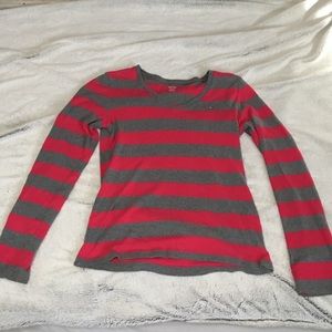 Pink and grey stripe long sleeve